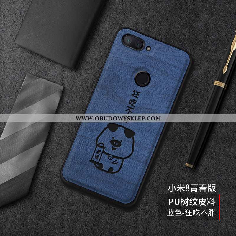 Obudowa Xiaomi Mi 8 Lite Piękny Kreskówka Trendy, Etui Xiaomi Mi 8 Lite Wzór Nubuku Niebieska