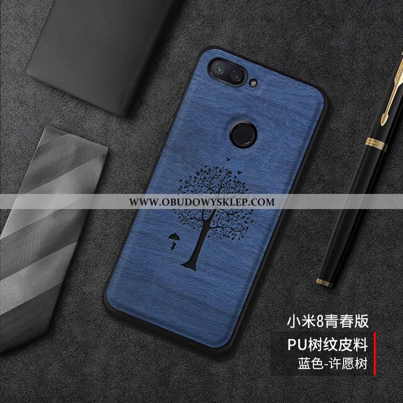 Obudowa Xiaomi Mi 8 Lite Piękny Kreskówka Trendy, Etui Xiaomi Mi 8 Lite Wzór Nubuku Niebieska