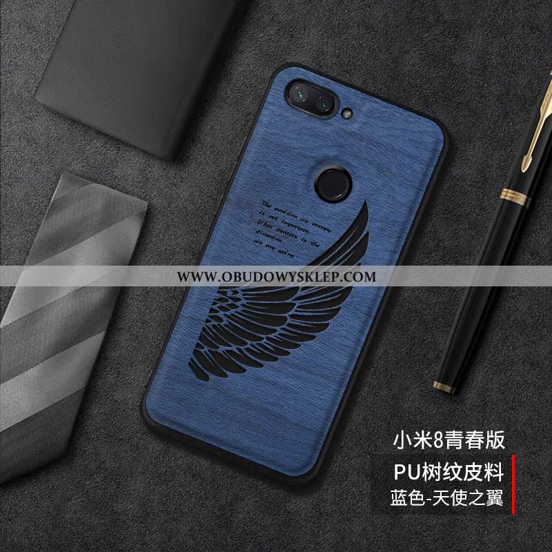 Obudowa Xiaomi Mi 8 Lite Piękny Kreskówka Trendy, Etui Xiaomi Mi 8 Lite Wzór Nubuku Niebieska