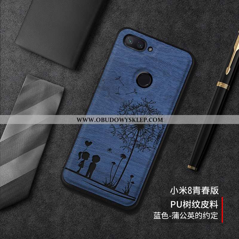 Obudowa Xiaomi Mi 8 Lite Piękny Kreskówka Trendy, Etui Xiaomi Mi 8 Lite Wzór Nubuku Niebieska