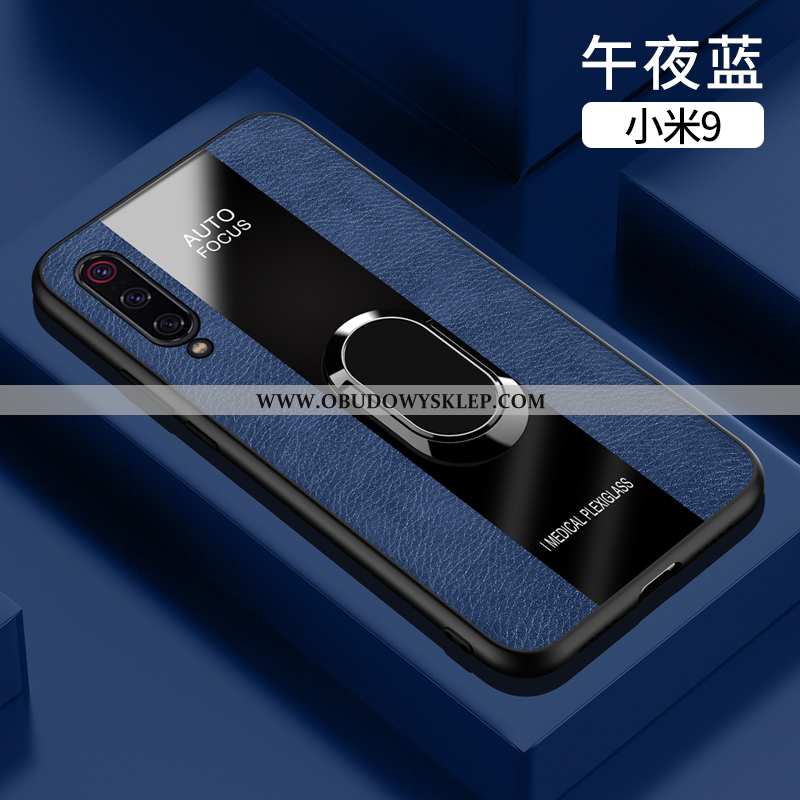 Obudowa Xiaomi Mi 9 Szkło Niebieski Proste, Etui Xiaomi Mi 9 Skórzane Trendy Niebieska