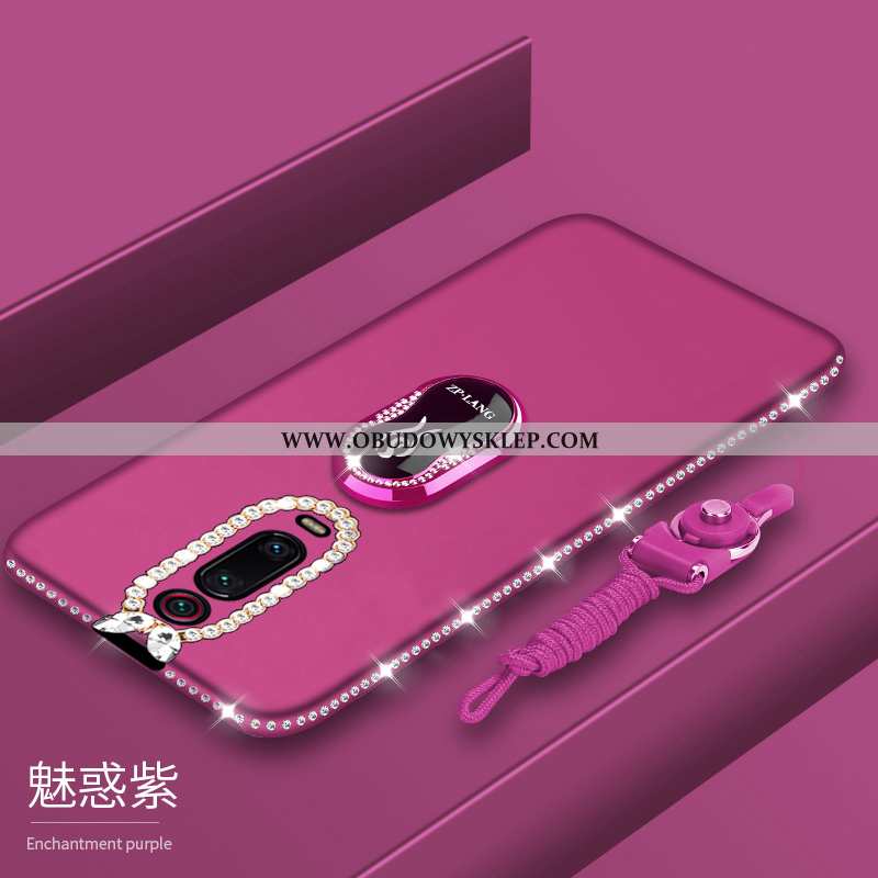 Obudowa Xiaomi Mi 9t Pro Rhinestone Czerwony Mały, Etui Xiaomi Mi 9t Pro Nubuku Ochraniacz Fioletowy