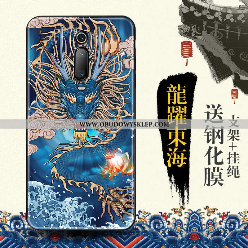 Obudowa Xiaomi Mi 9t Relief Futerał Ochraniacz, Etui Xiaomi Mi 9t Trendy Niebieska