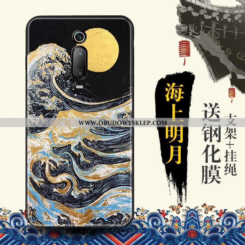 Obudowa Xiaomi Mi 9t Relief Futerał Ochraniacz, Etui Xiaomi Mi 9t Trendy Niebieska