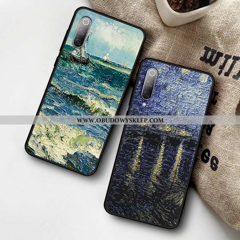 Obudowa Xiaomi Mi A3 Ochraniacz Relief Sztuka, Etui Xiaomi Mi A3 Nubuku Dostosowane Niebieska