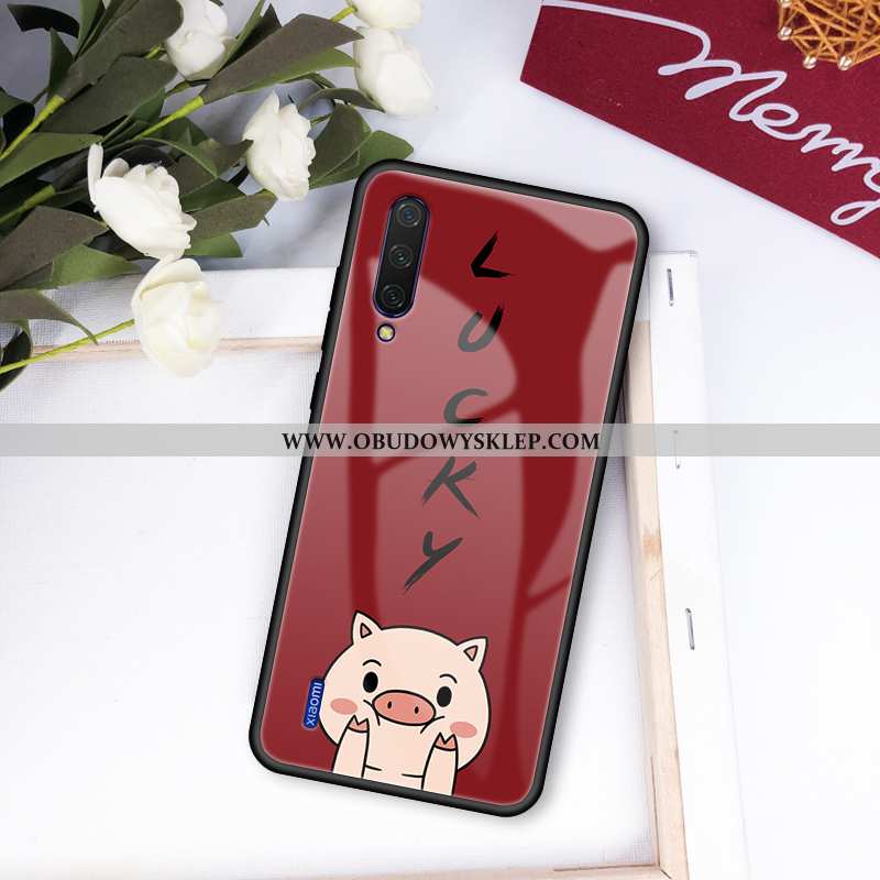 Obudowa Xiaomi Mi A3 Szkło Wiatr Dostosowane, Etui Xiaomi Mi A3 Kreskówka Miękki Bordowa