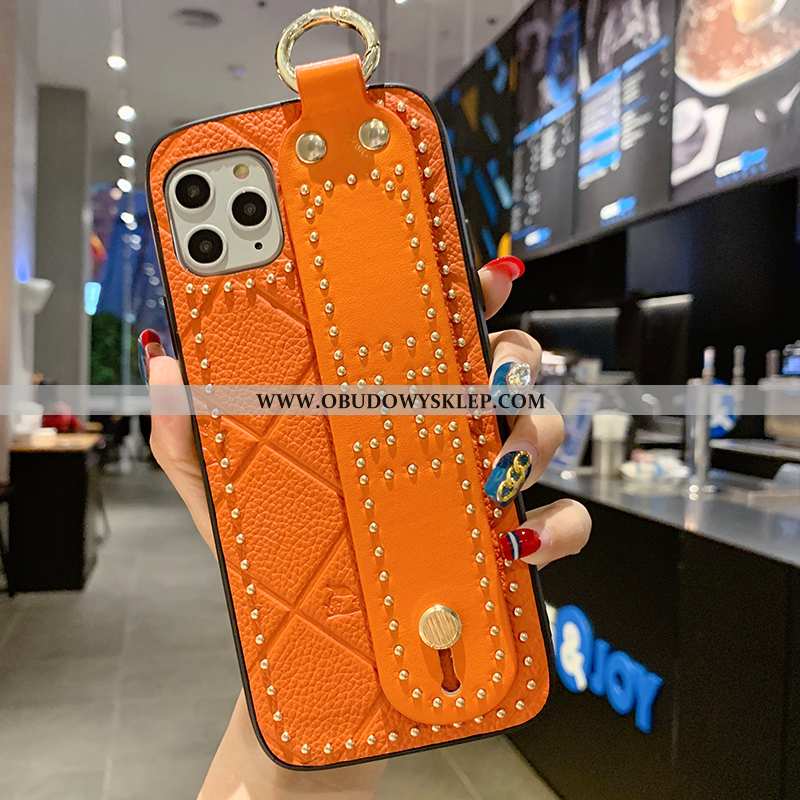 Obudowa iPhone 11 Pro Max Moda Nowy Okrągła, Etui iPhone 11 Pro Max Kreatywne Prawdziwa Skóra Pomara