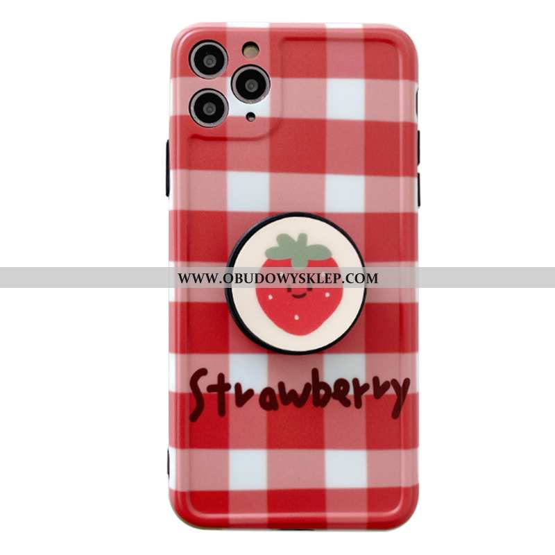 Obudowa iPhone 11 Pro Max Trendy Silikonowe Krata, Etui iPhone 11 Pro Max Miękki Owoce Czerwona