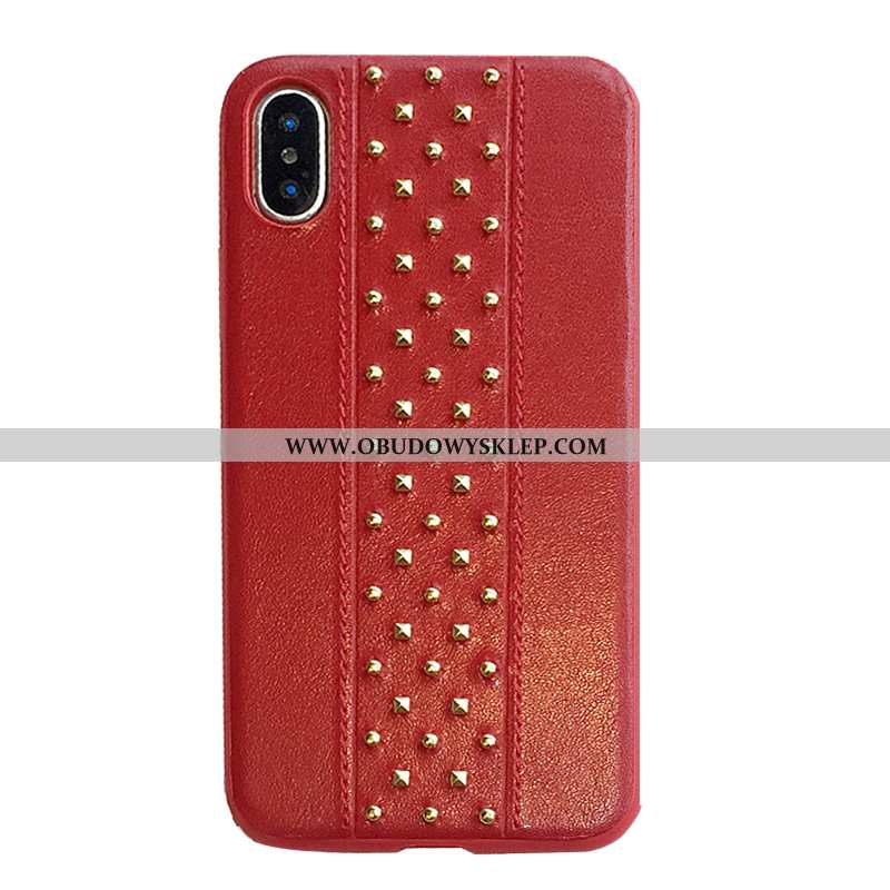 Obudowa iPhone X Kreatywne Nity Czerwony, Etui iPhone X Trendy Osobowość Czerwona