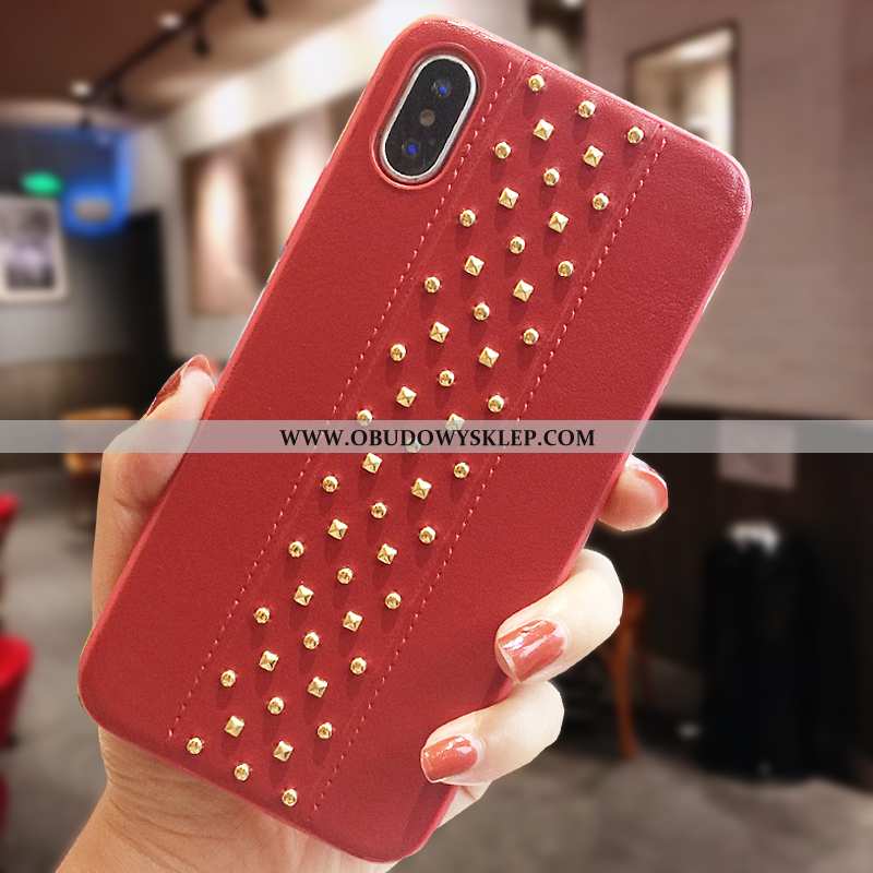 Obudowa iPhone X Kreatywne Nity Czerwony, Etui iPhone X Trendy Osobowość Czerwona