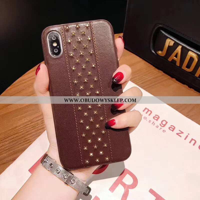 Obudowa iPhone X Kreatywne Nity Czerwony, Etui iPhone X Trendy Osobowość Czerwona