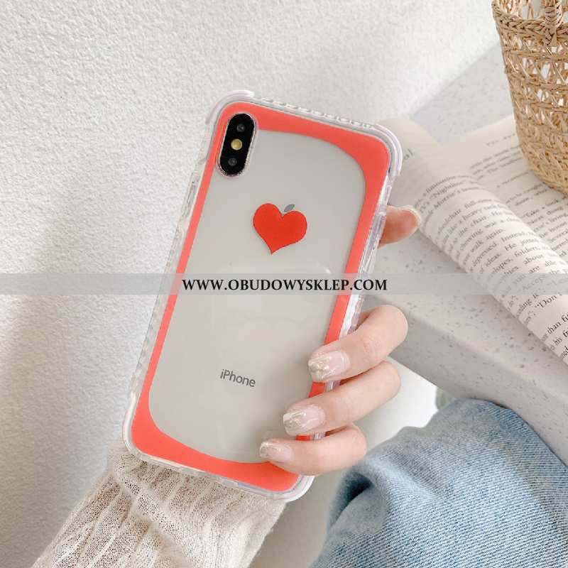 Obudowa iPhone Xs Przezroczysty All Inclusive Miłość, Etui iPhone Xs Trendy Proste Czerwona