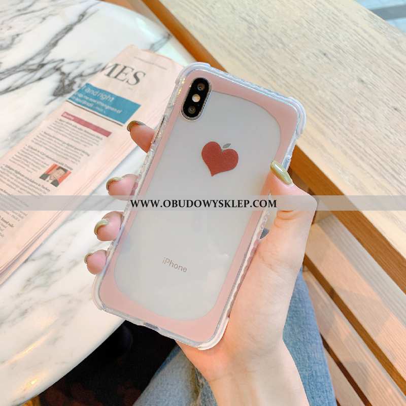 Obudowa iPhone Xs Przezroczysty All Inclusive Miłość, Etui iPhone Xs Trendy Proste Czerwona