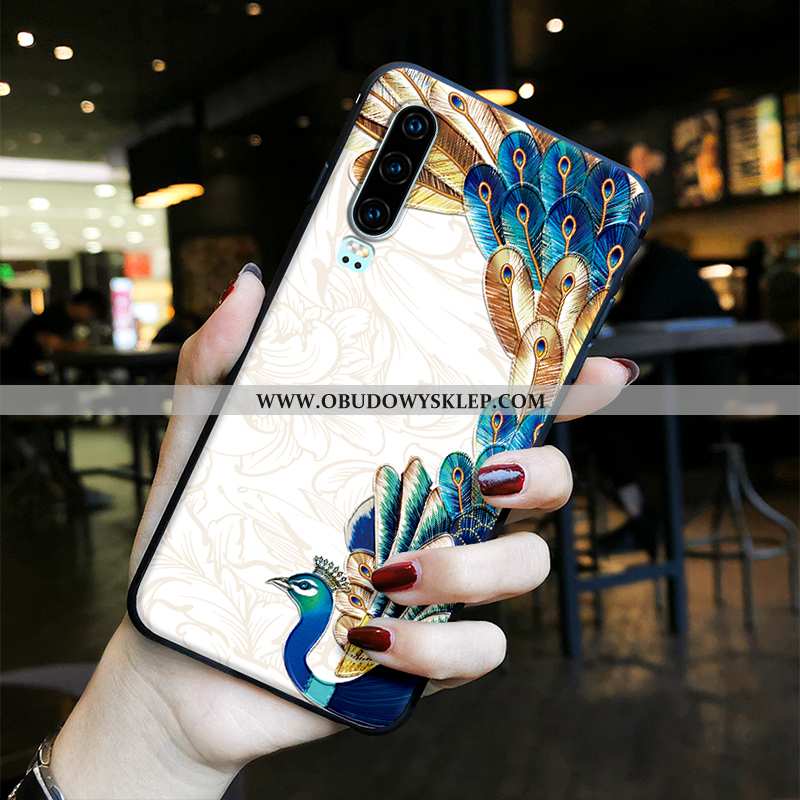 Pokrowce Huawei P30 Vintage Pawie Wiatr, Obudowa Huawei P30 Trendy Chiński Styl Niebieska