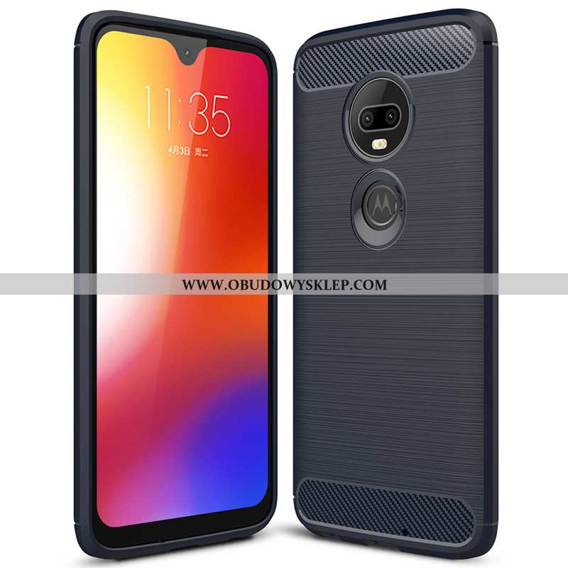 Pokrowce Moto G7 Plus Trendy Proste Silikonowe, Obudowa Moto G7 Plus Miękki Włókno Czarna