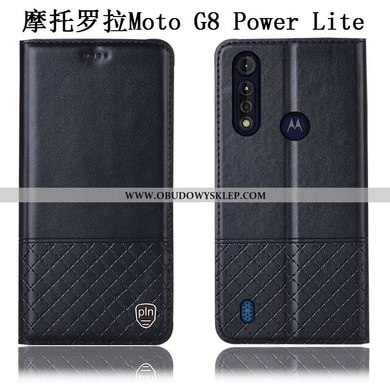 Pokrowce Moto G8 Power Lite Prawdziwa Skóra Futerał Czerwony, Obudowa Moto G8 Power Lite Skórzane Et