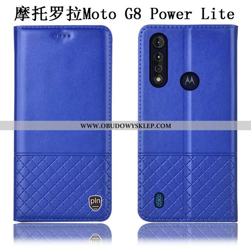 Pokrowce Moto G8 Power Lite Prawdziwa Skóra Futerał Czerwony, Obudowa Moto G8 Power Lite Skórzane Et