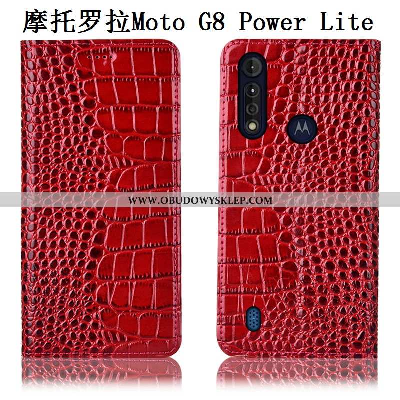 Pokrowce Moto G8 Power Lite Prawdziwa Skóra Obudowa Ochraniacz, Moto G8 Power Lite Wzór Etui Brązowe