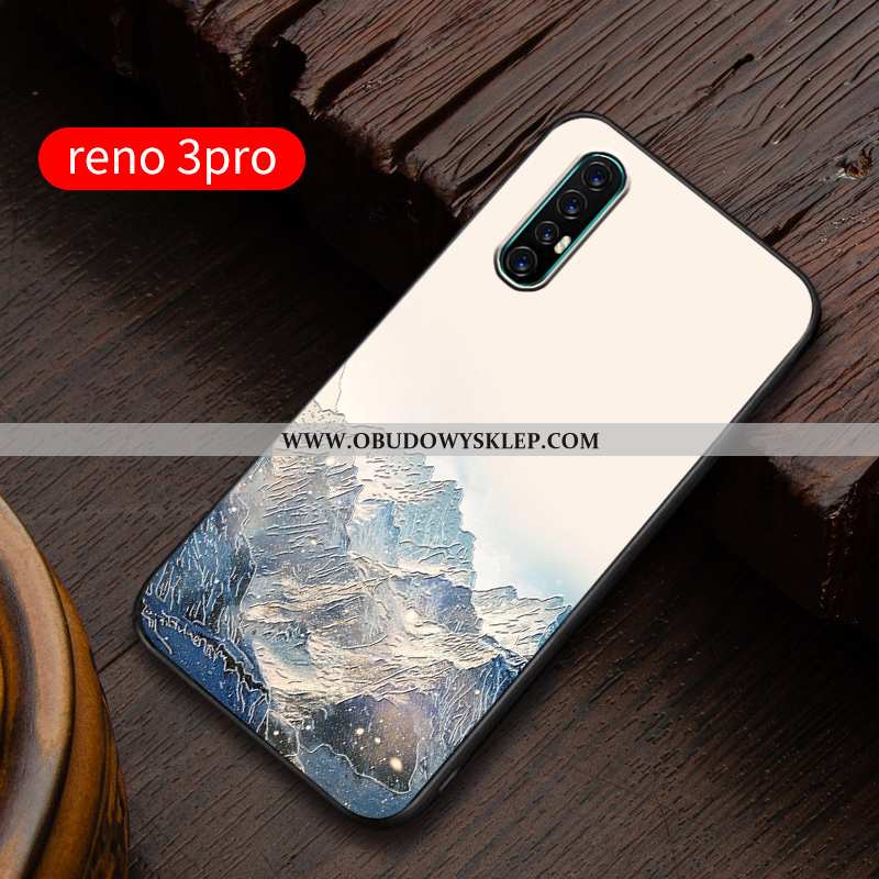 Pokrowce Oppo Reno 3 Pro Relief Nubuku Ochraniacz, Obudowa Oppo Reno 3 Pro Super Silikonowe Niebiesk