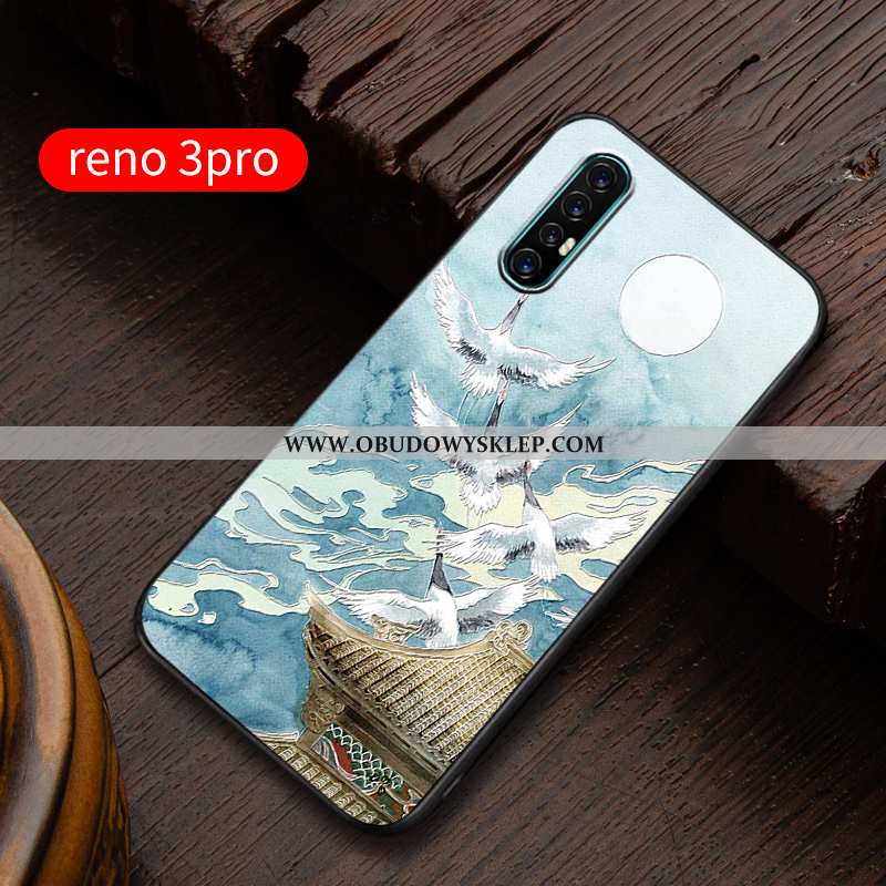 Pokrowce Oppo Reno 3 Pro Relief Nubuku Ochraniacz, Obudowa Oppo Reno 3 Pro Super Silikonowe Niebiesk