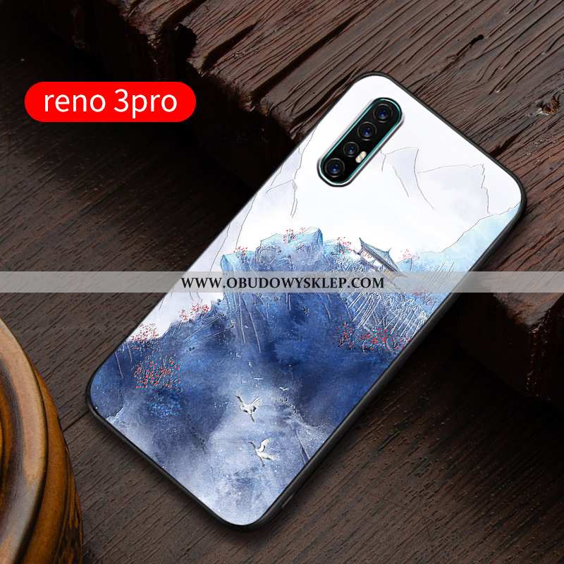 Pokrowce Oppo Reno 3 Pro Relief Nubuku Ochraniacz, Obudowa Oppo Reno 3 Pro Super Silikonowe Niebiesk