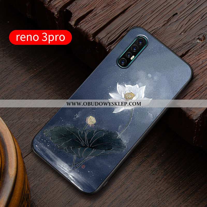 Pokrowce Oppo Reno 3 Pro Relief Nubuku Ochraniacz, Obudowa Oppo Reno 3 Pro Super Silikonowe Niebiesk