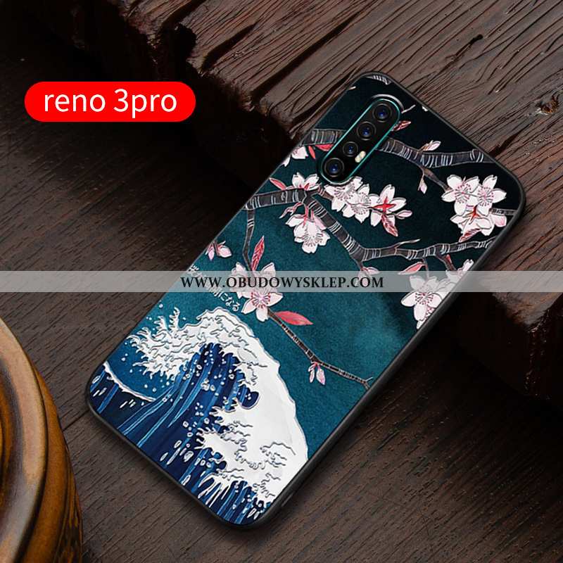 Pokrowce Oppo Reno 3 Pro Relief Nubuku Ochraniacz, Obudowa Oppo Reno 3 Pro Super Silikonowe Niebiesk