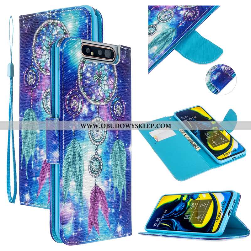 Pokrowce Samsung Galaxy A80 Skórzane Etui Gwiazda Pokrowce, Obudowa Samsung Galaxy A80 Ochraniacz Fu