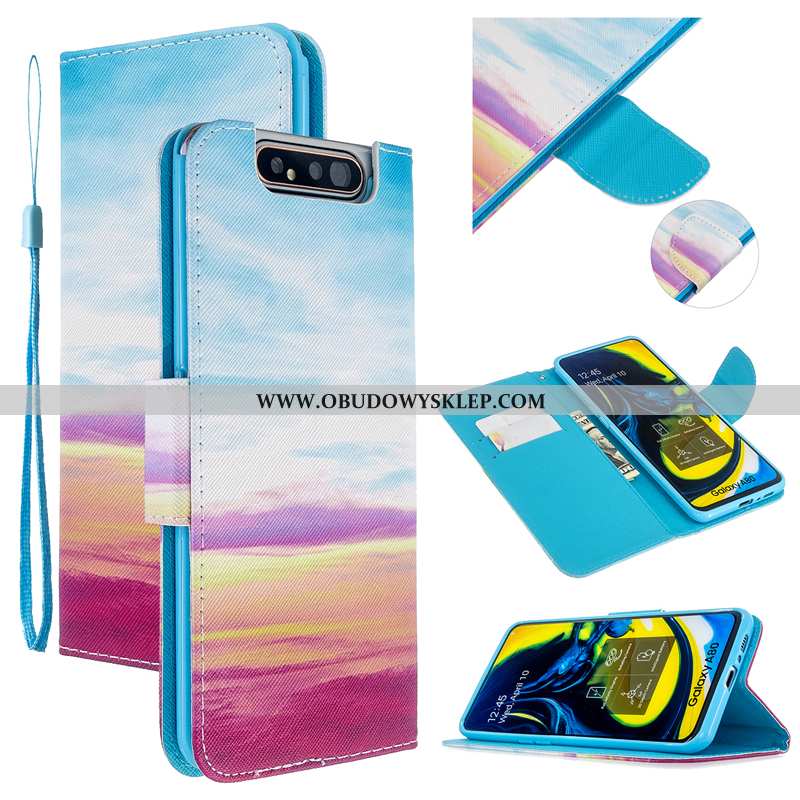 Pokrowce Samsung Galaxy A80 Skórzane Etui Gwiazda Pokrowce, Obudowa Samsung Galaxy A80 Ochraniacz Fu