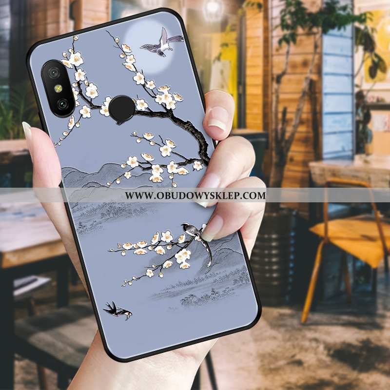 Pokrowce Xiaomi Mi A2 Lite Kreatywne Chiński Styl Niebieski, Obudowa Xiaomi Mi A2 Lite Relief Trendy