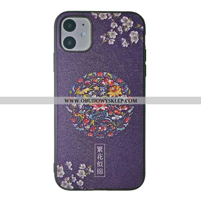 Pokrowce iPhone 11 Relief Purpurowy Etniczny, Obudowa iPhone 11 Trendy Telefon Komórkowy Pomarańczow