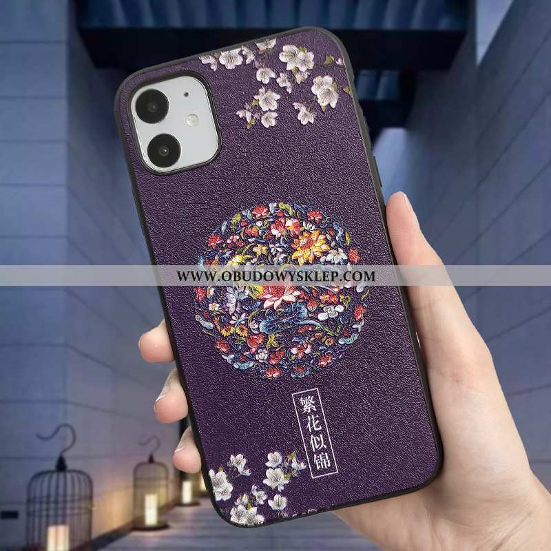 Pokrowce iPhone 11 Relief Purpurowy Etniczny, Obudowa iPhone 11 Trendy Telefon Komórkowy Pomarańczow