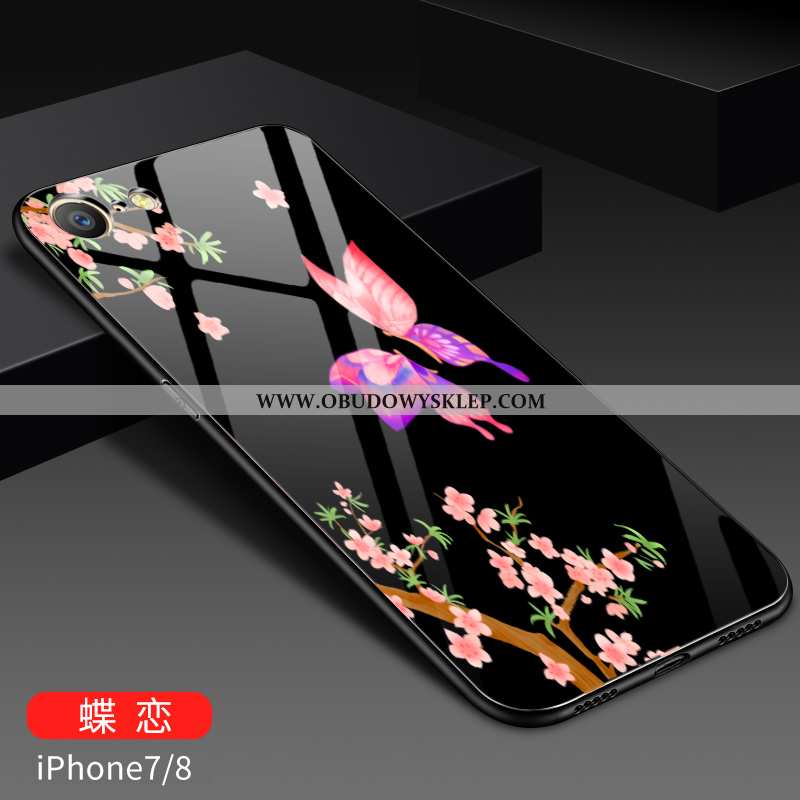 Pokrowce iPhone 8 Kreatywne Etui Szkło, Obudowa iPhone 8 Trendy Duży Niebieska