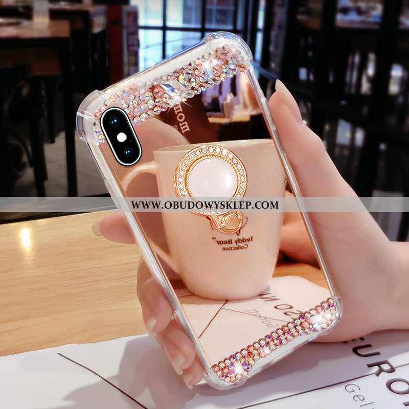 Pokrowce iPhone X Rhinestone Futerał Nowy, Obudowa iPhone X Osobowość Telefon Komórkowy Rozowa