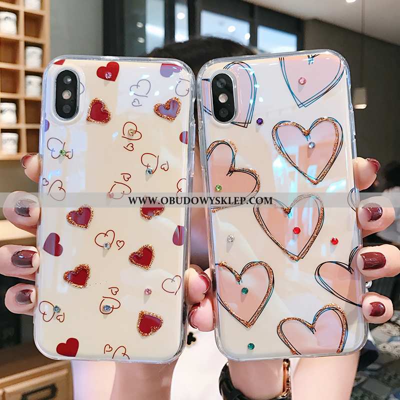 Pokrowce iPhone X Rhinestone Miłość Zakochani, Obudowa iPhone X Trendy Telefon Komórkowy Czerwona