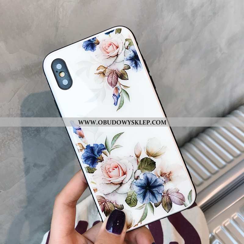 Pokrowce iPhone X Silikonowe Chiński Styl Szkło Hartowane, Obudowa iPhone X Szkło Futerał Czarna