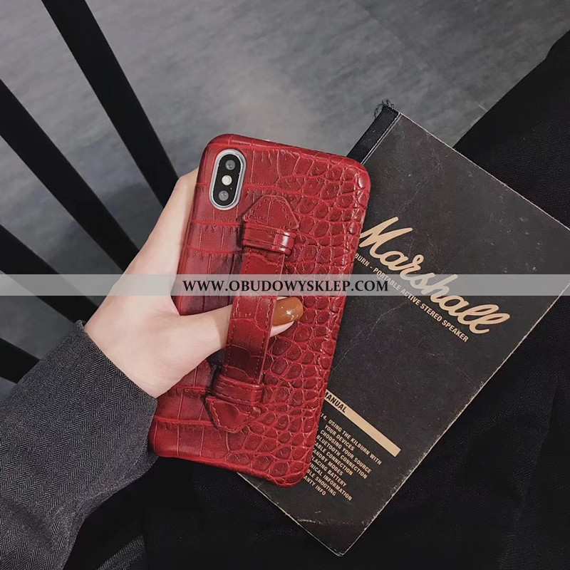 Pokrowce iPhone Xs Max Luksusowy Telefon Komórkowy Czerwony, Obudowa iPhone Xs Max Wzór Krokodyl Cze