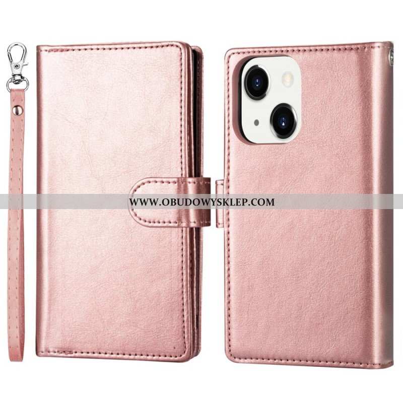 Etui Etui Folio do iPhone 14 Plus Odłączany Uchwyt Na 9 Kart