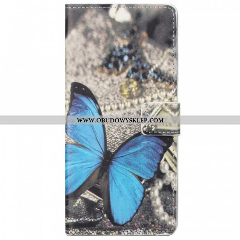 Etui Folio do Google Pixel 6A Niebieski Motyl