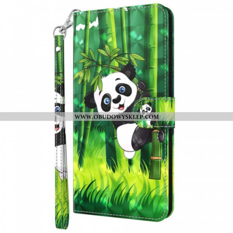 Etui Folio do Google Pixel 6A z Łańcuch Paskowata Panda