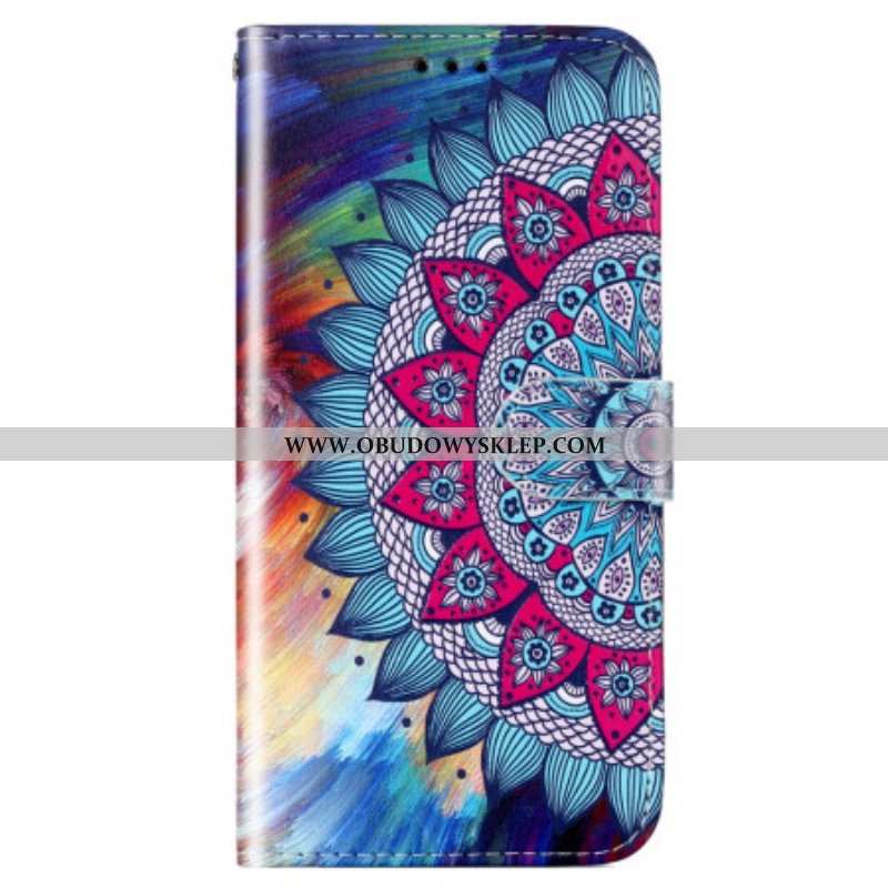 Etui Folio do Google Pixel 7A z Łańcuch Kolorowa Mandala Z Paskami