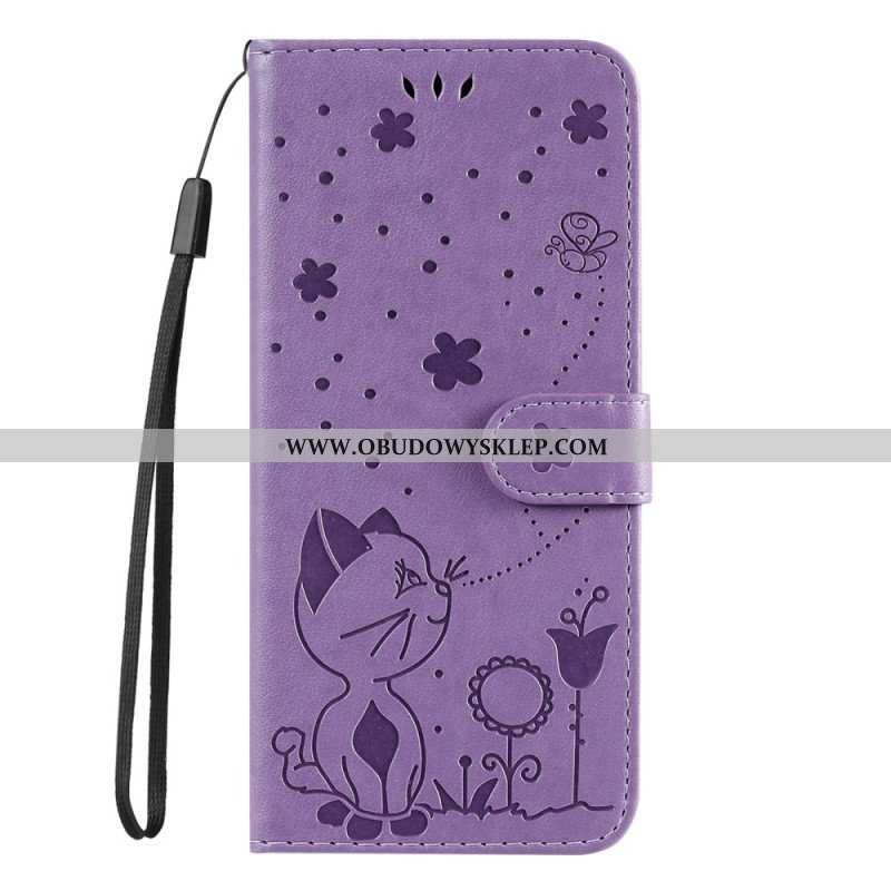 Etui Folio do Honor Magic 5 Lite z Łańcuch Kot I Pszczoła Z Smyczą