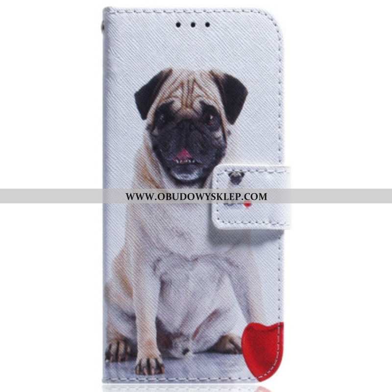 Etui Folio do Honor Magic 5 Lite z Łańcuch Mops Ze Smyczą