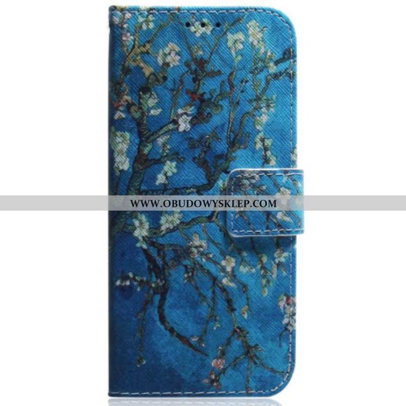 Etui Folio do Honor Magic 5 Lite z Łańcuch Paskowe Gałęzie Kwiatów