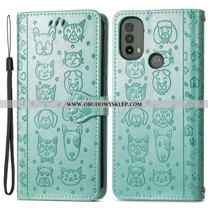 Etui Folio do Moto E40 / E30 / E20 Animowane Zwierzęta