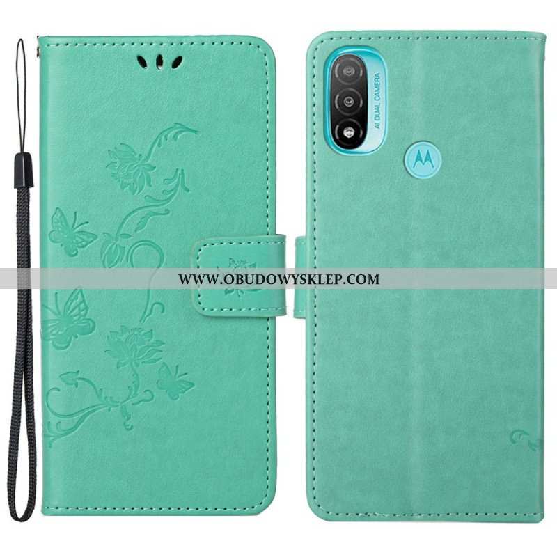 Etui Folio do Moto G71 5G Azjatyckie Motyle I Kwiaty