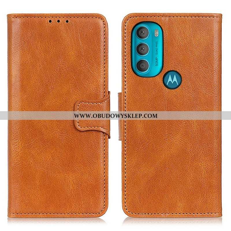 Etui Folio do Moto G71 5G Dwustronne Zapięcie Z Efektem Skóry