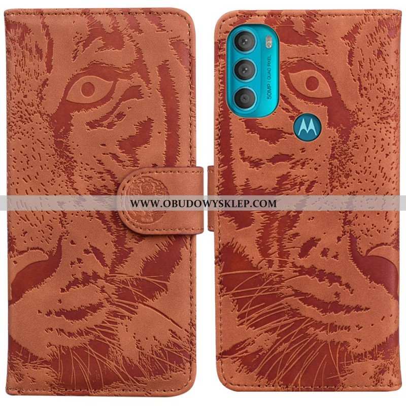 Etui Folio do Moto G71 5G Nadruk Twarzy Tygrysa