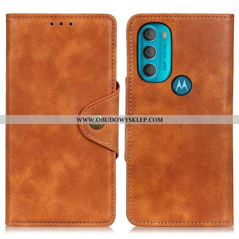 Etui Folio do Moto G71 5G Vintage Sztuczna Skóra I Guzik