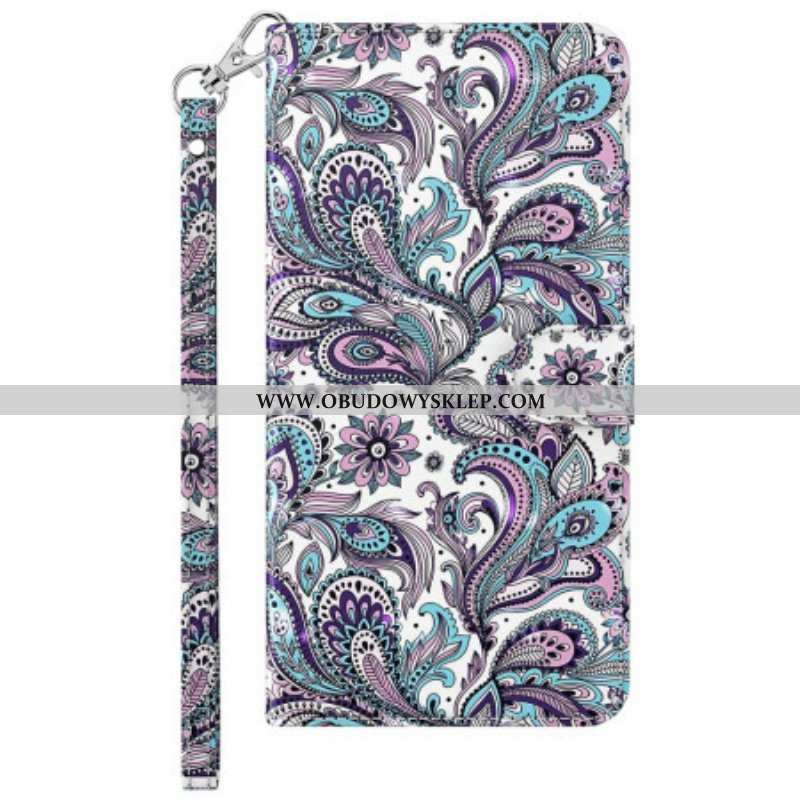 Etui Folio do Moto G73 5G z Łańcuch Pasiasty Wzór Paisley